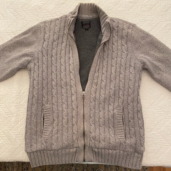 Cable Knit/Fleece Lined Sweater/Jacket - Picture 1 of 3